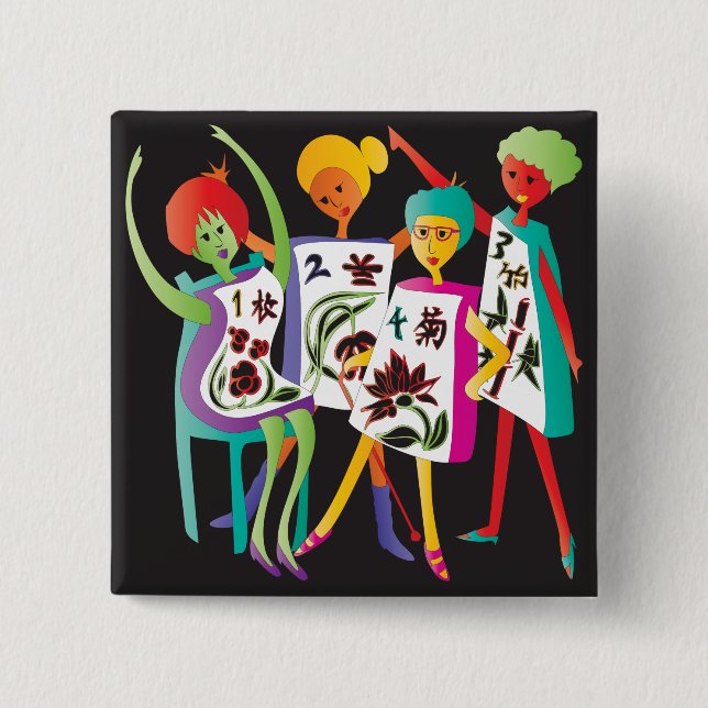 Mah Jongg Blume Dance Button (Vorderseite)
