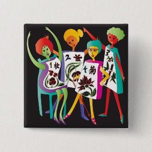 Mah Jongg Blume Dance Button