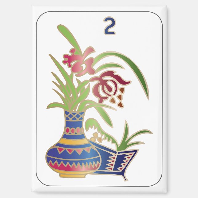Mah Jongg Blume Magnet (Vorderseite)