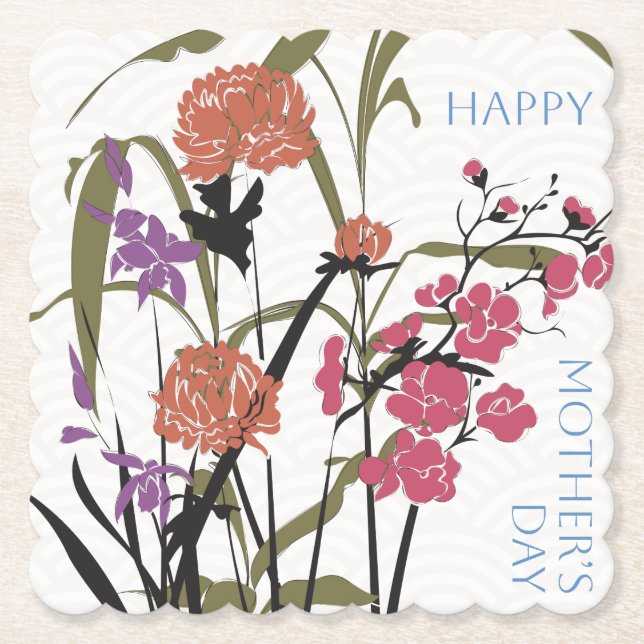 Mah Jongg Blume Mother's Untersetzer (Vorderseite)