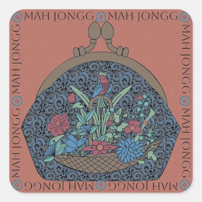 Mah Jongg Blume Purse Stickers (Vorderseite)