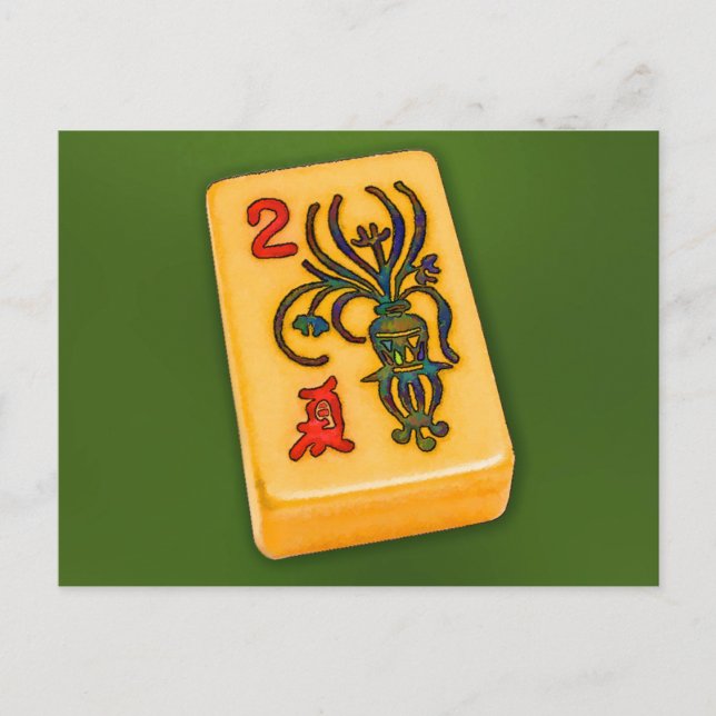 Mah Jongg Blume Tile Postkarte (Vorderseite)