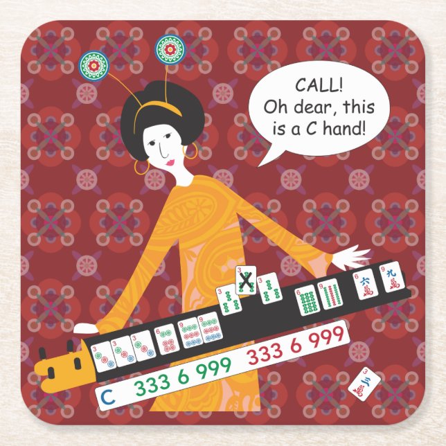 Mah Jongg C Hand Coasters Rechteckiger Pappuntersetzer (Vorderseite)