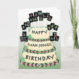 Mah Jongg Cake Birthday Card Karte