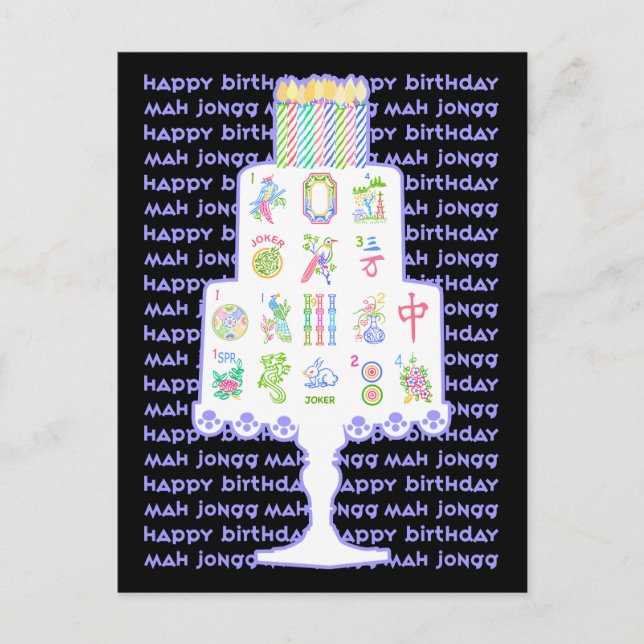 Mah Jongg Cake Birthday Postkarte (Vorderseite)