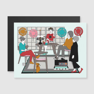 Mah Jongg Cat Birthday Magnetkarte