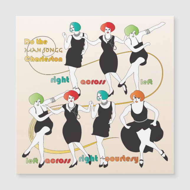 Mah Jongg Charleston Dancers Magnet Card (Vorderseite)