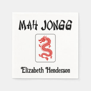 Mah Jongg chinesischer Stil Text, Drachen-Kachel N Serviette