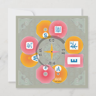 Mah Jongg Dealer Flachkarte Mitteilungskarte