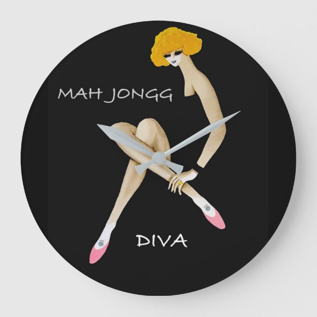 Mah Jongg Diva Wall Clock Große Wanduhr (Vorderseite)