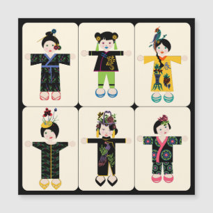 Mah Jongg Dolls Flat Magnet