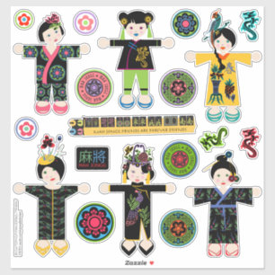 Mah Jongg Dolls Stickers Aufkleber