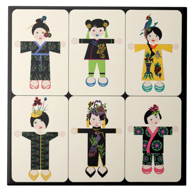 Mah Jongg Dolls Tile Fliese (Vorderseite)