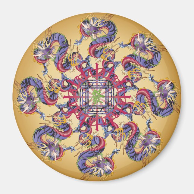 Mah Jongg Dragon Jahr Magnet (Vorne)