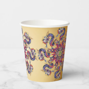 Mah Jongg Dragon Jahr Paper Cups Pappbecher