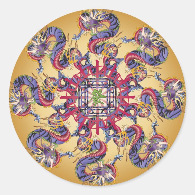 Mah Jongg Dragon Jahr Stickers (Vorderseite)