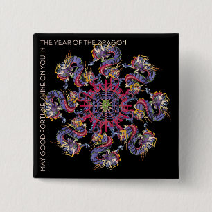 Mah Jongg Dragon Year Button