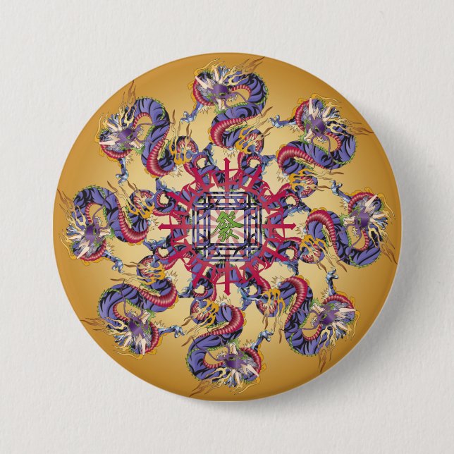 Mah Jongg Dragon Year Button (Vorderseite)