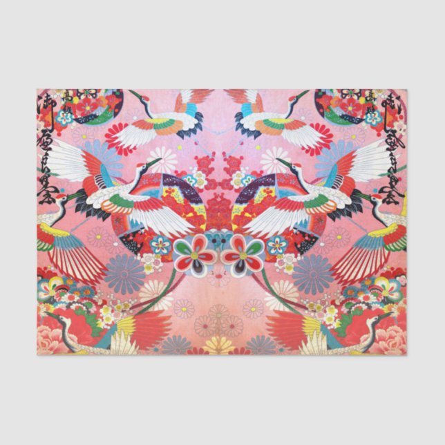 Mah Jongg Egrets im Paradies Seidenpapier (Vorderseite)