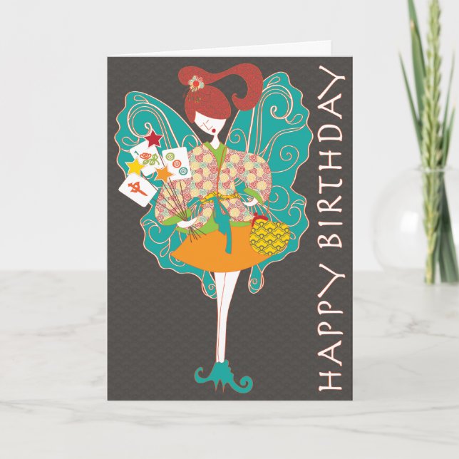 Mah Jongg Fairy Birthday Card Karte (Vorderseite)