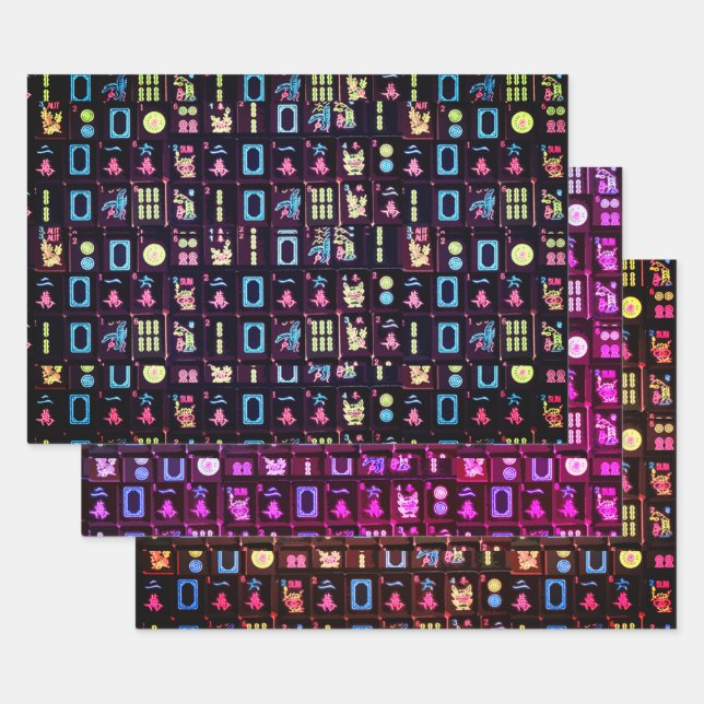 Mah Jongg Farbfliesen-Wrapping-Papier Geschenkpapier Set (Set)