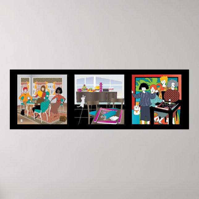 Mah Jongg Game Night Cats Poster (Vorne)