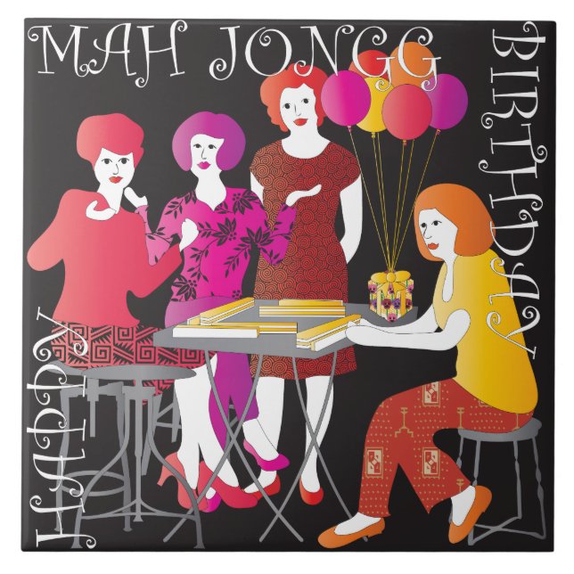 Mah Jongg Gegenwart Birthday Tile Fliese (Vorderseite)