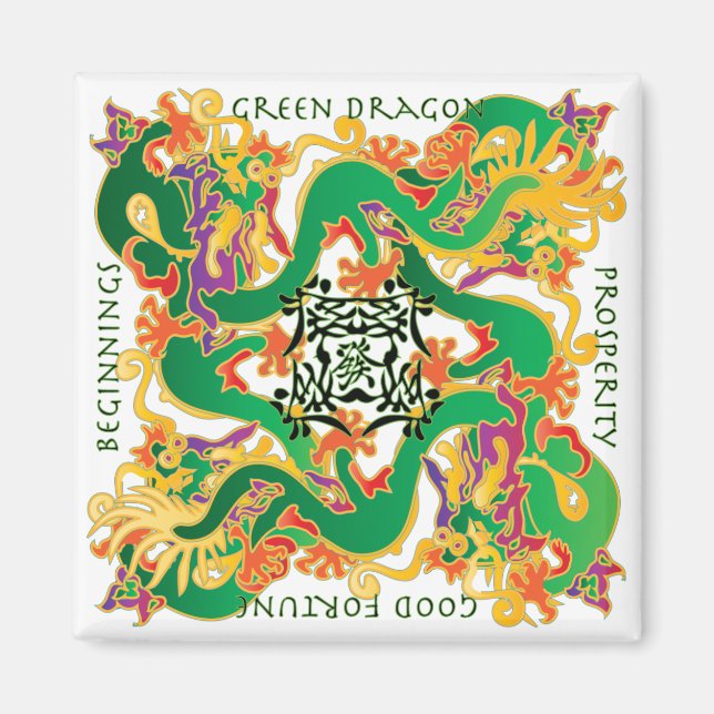 Mah Jongg Green Dragon Magnet (Vorne)