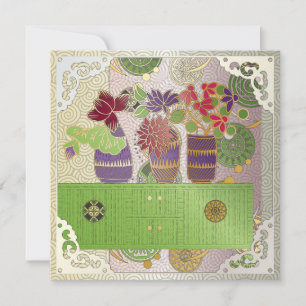 Mah Jongg Green Table Flat Card Einladung