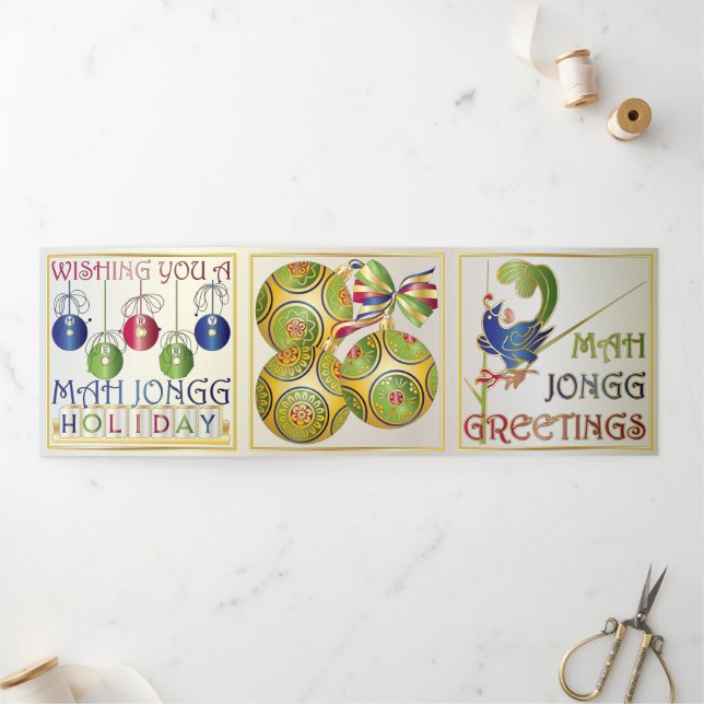 Mah Jongg Greetings Dreifach Gefaltete Karte (Außenbereich)