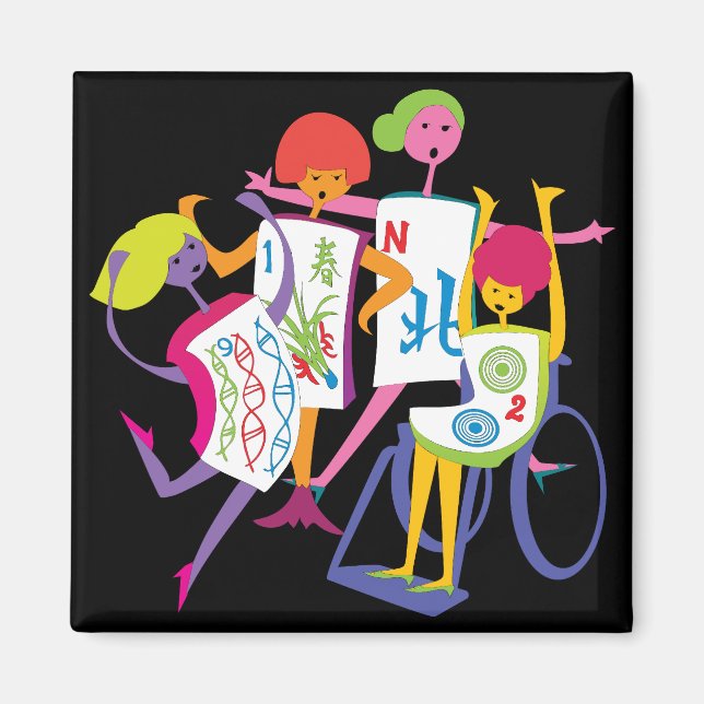 Mah Jongg Happy Dance Black Magnet (Vorne)