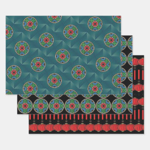 Mah Jongg Holiday Wrapping Paper Geschenkpapier Set