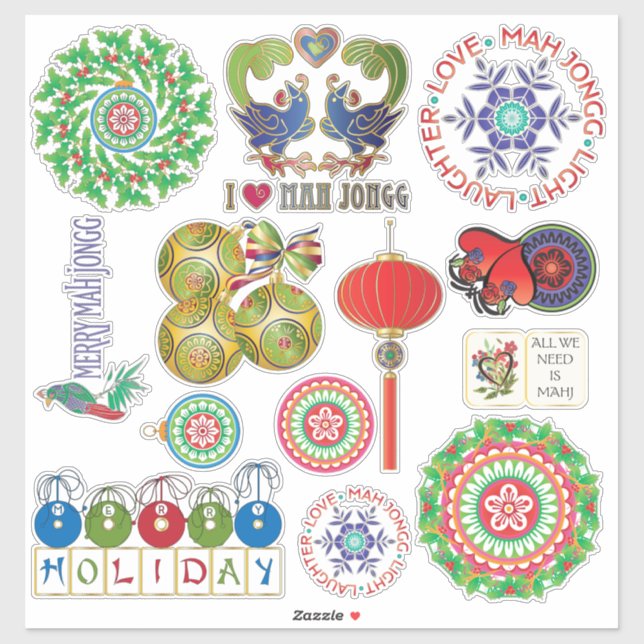 Mah Jongg Holidays Vinyl Stickers Aufkleber (Blatt)