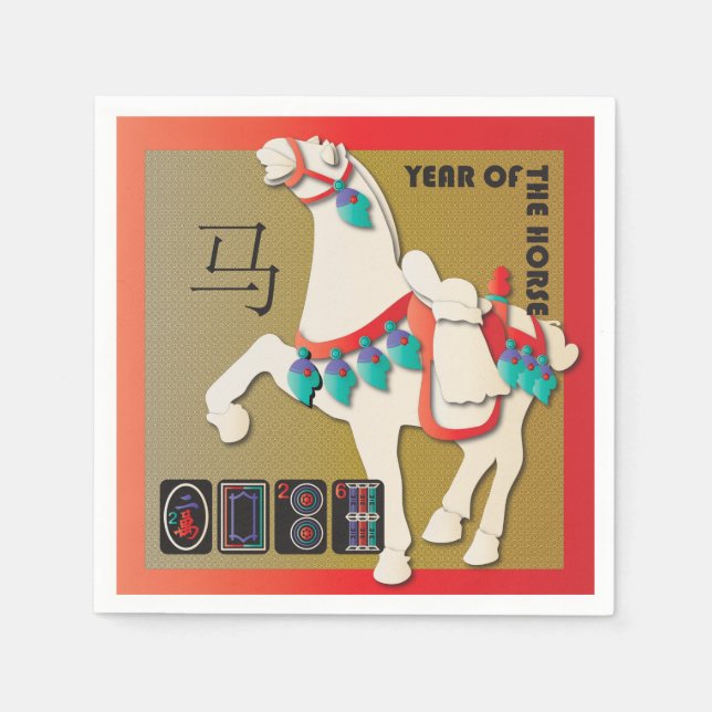 Mah Jongg Horse Napkins Serviette (Vorderseite)