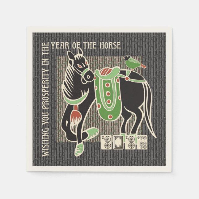 Mah Jongg Horse Napkins Serviette (Vorderseite)
