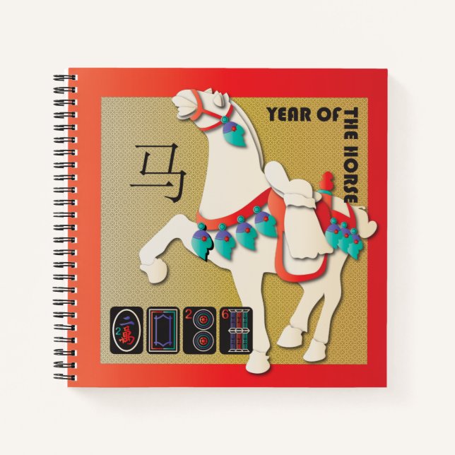 Mah Jongg Horse Notebook Notizbuch (Vorderseite)