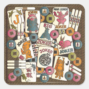 Mah Jongg Joker Quadratischer Aufkleber
