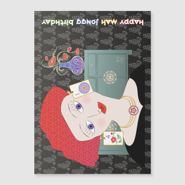 Mah Jongg Lady 01 Card Magnet (Vorderseite)