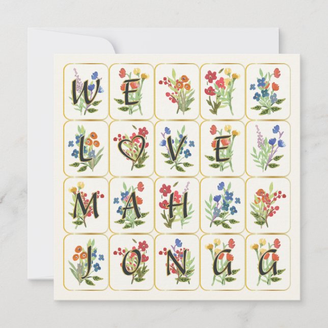 Mah Jongg Liebe Flat Card Einladung (Vorderseite)