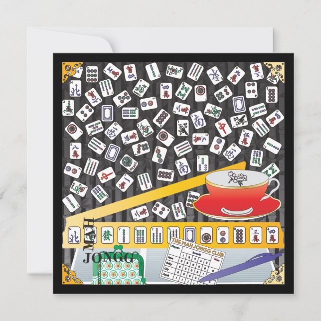 Mah Jongg Limerick Mahj Flat Card Einladung (Vorderseite)