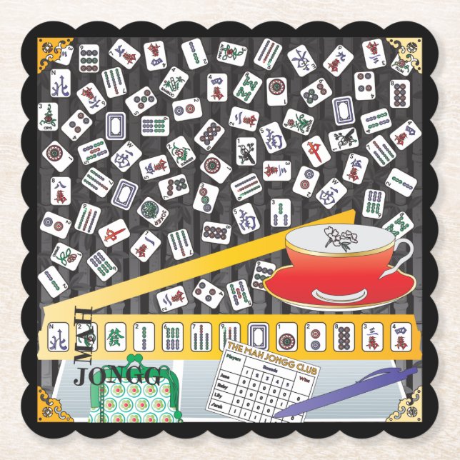 Mah Jongg Limerick Mahj Untersetzer (Vorderseite)