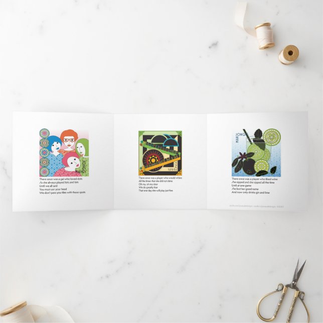 Mah Jongg Limericks 2 Trifold Card Dreifach Gefaltete Karte (Innenseite)
