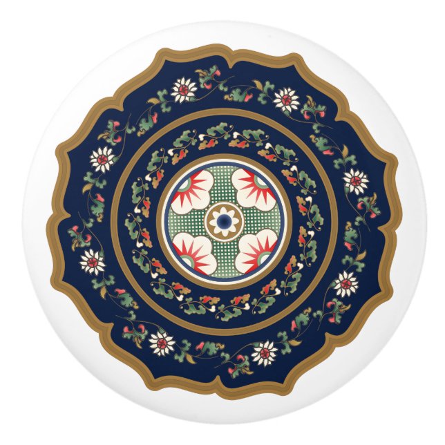 Mah Jongg Muster Keramikknauf (Vorderseite)