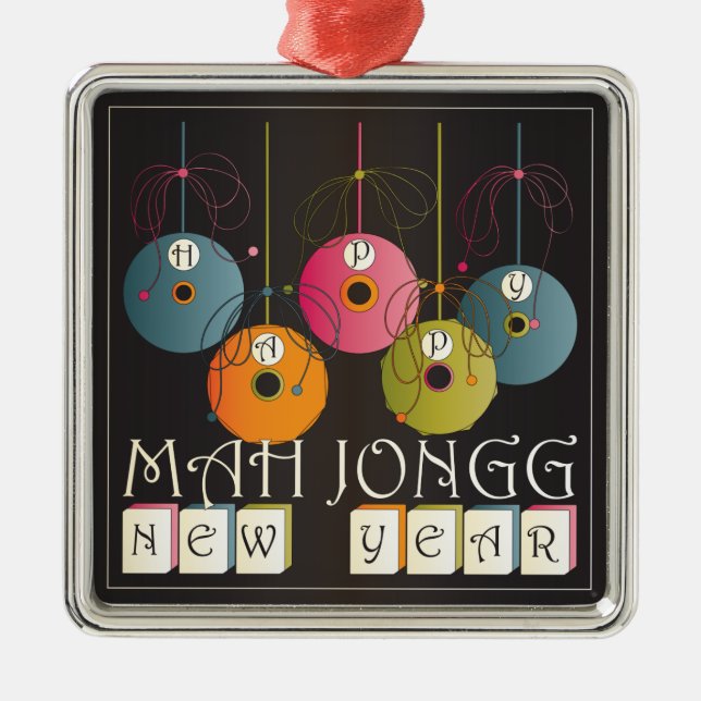 Mah Jongg New Years Silbernes Ornament (Vorne)