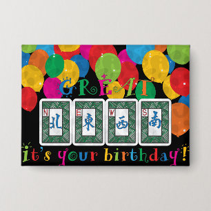 Mah Jongg NEWS Birthday Button