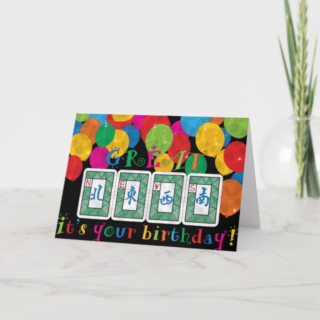 Mah Jongg NEWS Geburtstagskarte Dankeskarte (Vorderseite)