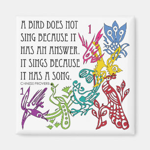 Mah Jongg One Bams Birds/Proverb Magnet