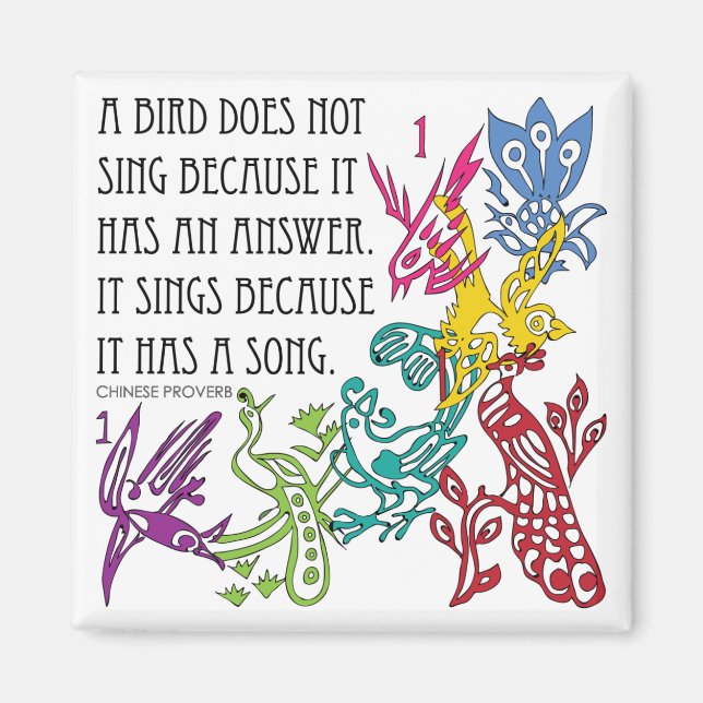 Mah Jongg One Bams Birds/Proverb Magnet (Vorne)