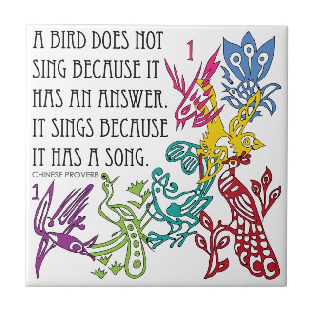 Mah Jongg One Bams Birds/Proverb Tile Fliese (Vorderseite)