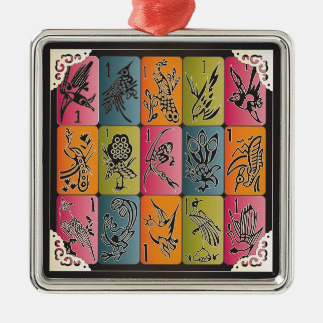 Mah Jongg One Bams Ornament Aus Metall (Vorne)